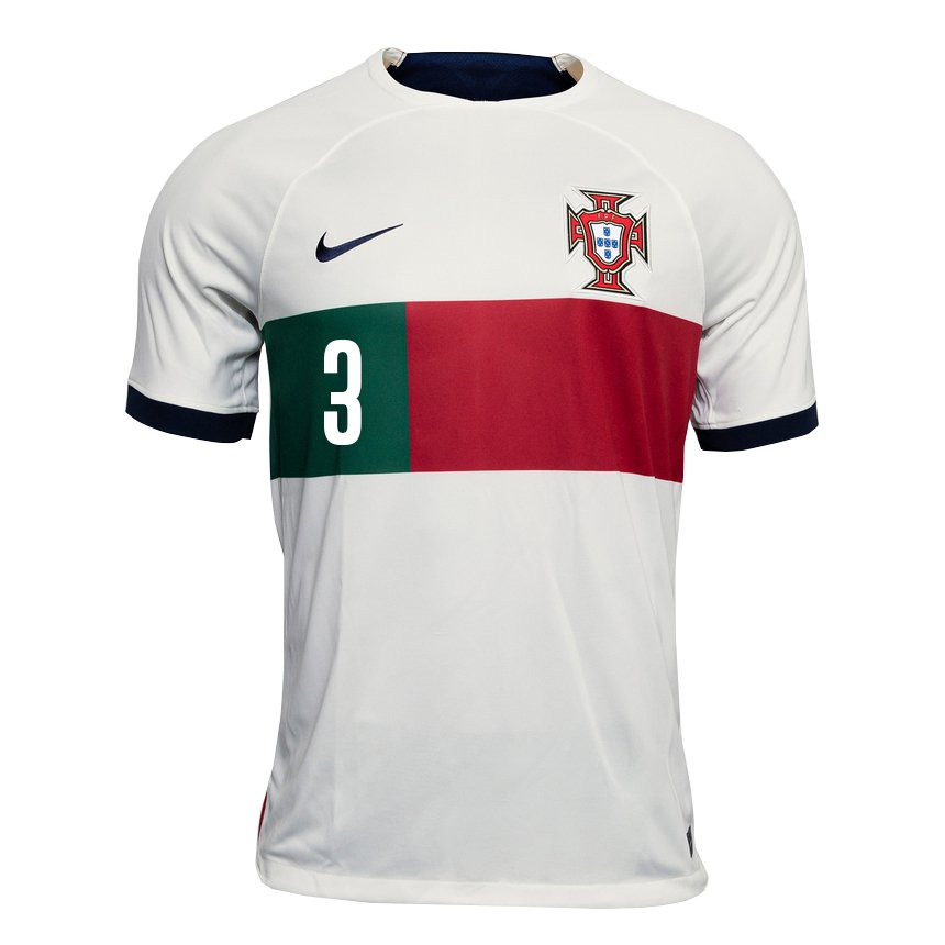 Hombre Camiseta Portugal Diogo Monteiro #3 Blanco 2ª Equipación 22-24 La Camisa