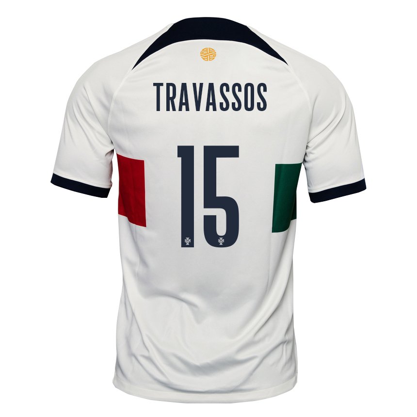 Hombre Camiseta Portugal Diogo Travassos #15 Blanco 2ª Equipación 22-24 La Camisa