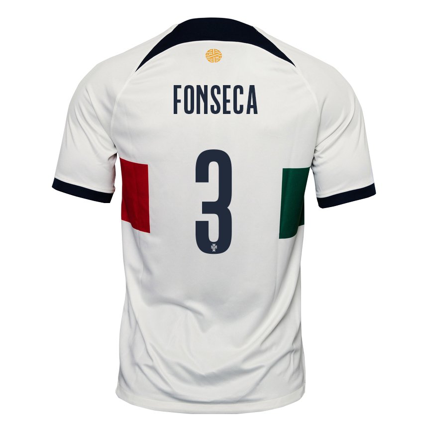 Hombre Camiseta Portugal Joao Fonseca #3 Blanco 2ª Equipación 22-24 La Camisa