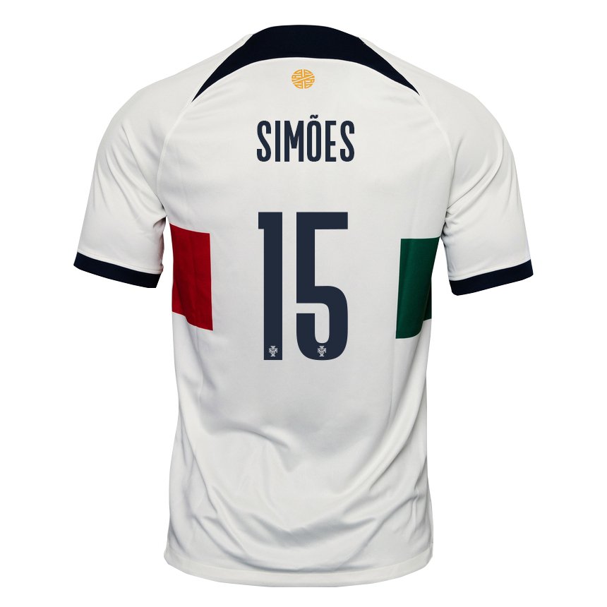 Hombre Camiseta Portugal Joao Simoes #15 Blanco 2ª Equipación 22-24 La Camisa