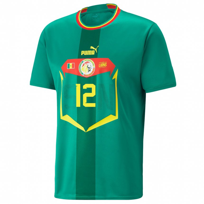 Hombre Camiseta Senegal Safietou Sagna #12 Verde 2ª Equipación 22-24 La Camisa