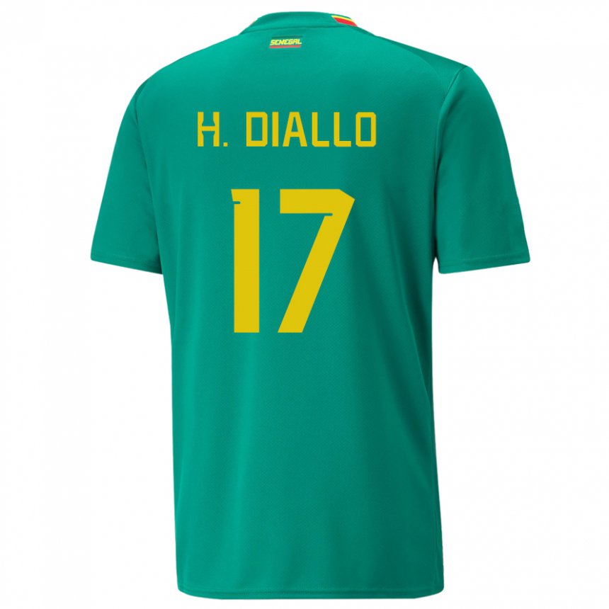 Hombre Camiseta Senegal Hapsatou Malado Diallo #17 Verde 2ª Equipación 22-24 La Camisa