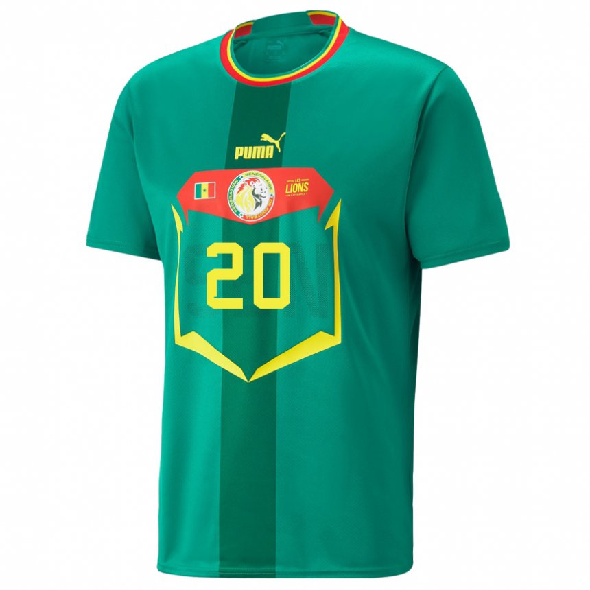 Hombre Camiseta Senegal Korka Fall #20 Verde 2ª Equipación 22-24 La Camisa