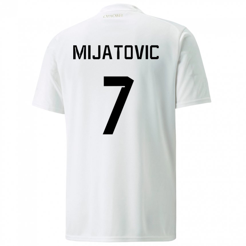 Hombre Camiseta Serbia Milica Mijatovic #7 Blanco 2ª Equipación 22-24 La Camisa