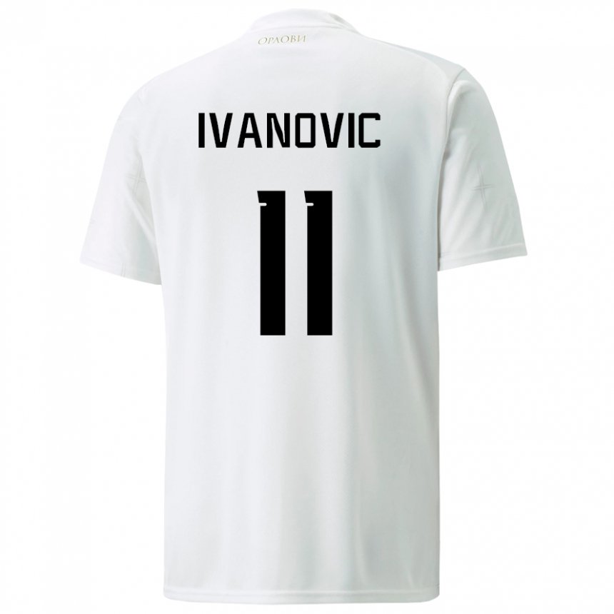 Hombre Camiseta Serbia Miljana Ivanovic #11 Blanco 2ª Equipación 22-24 La Camisa