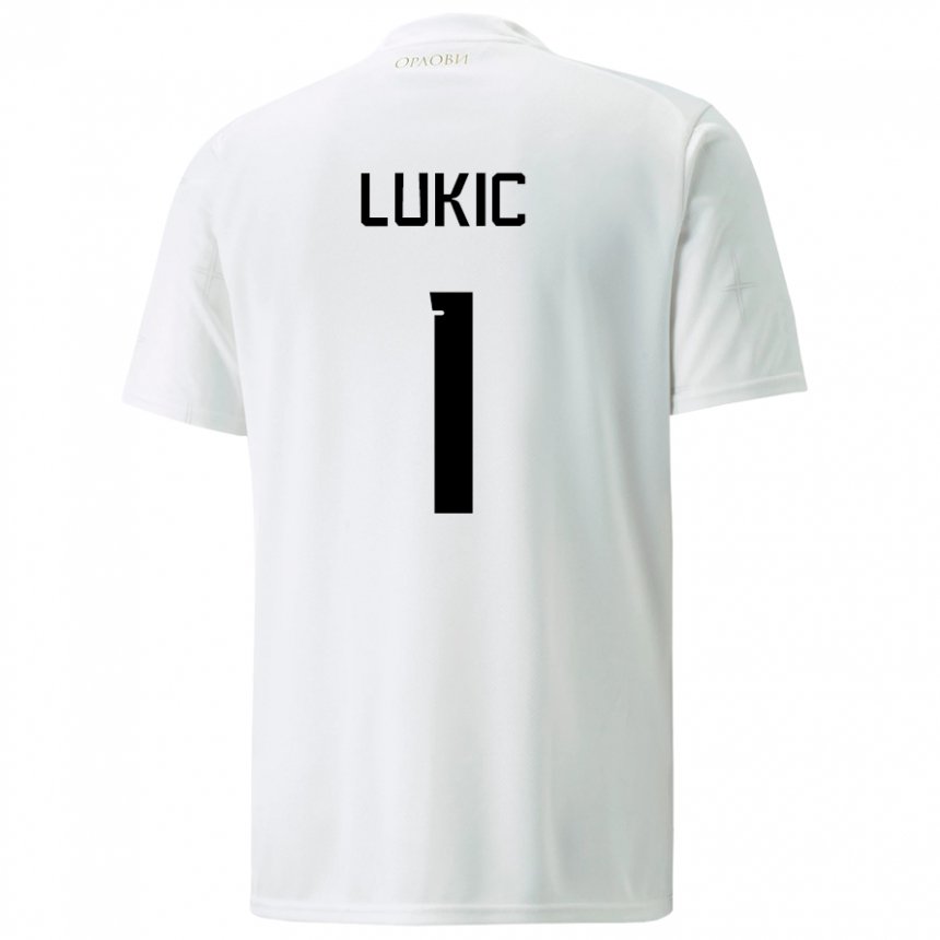 Hombre Camiseta Serbia Ognjen Lukic #1 Blanco 2ª Equipación 22-24 La Camisa