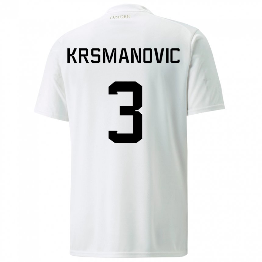 Hombre Camiseta Serbia Nemanja Krsmanovic #3 Blanco 2ª Equipación 22-24 La Camisa