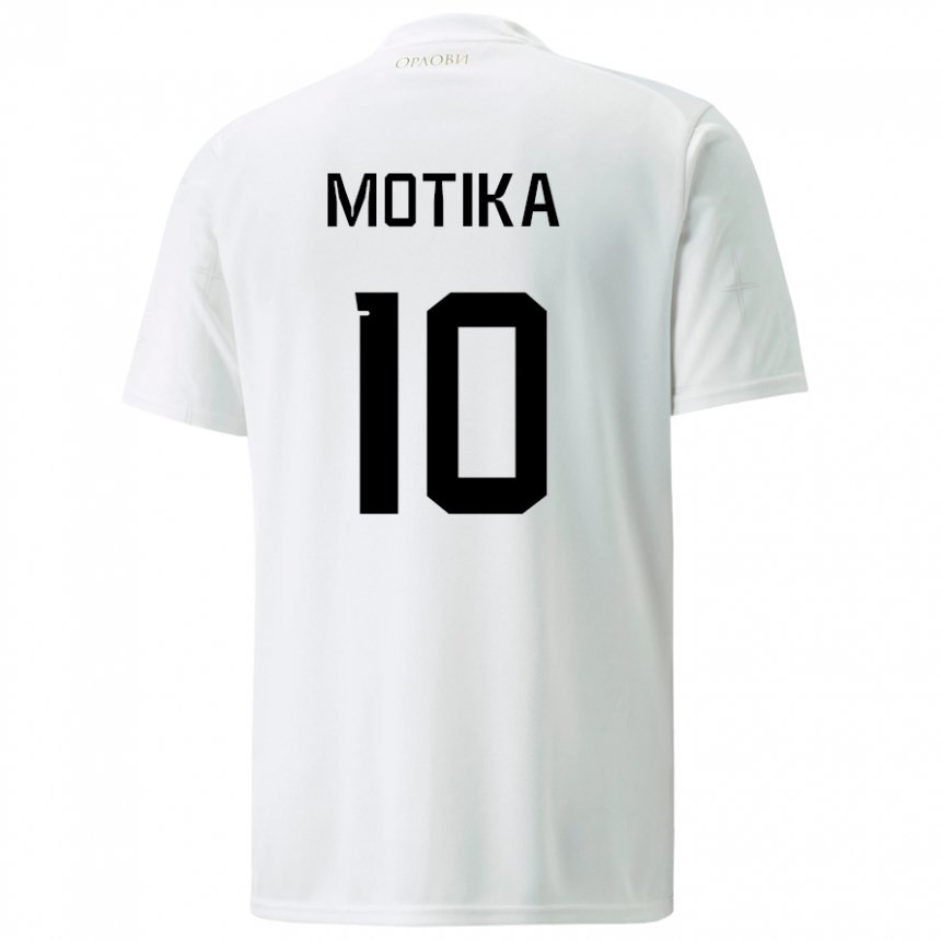 Hombre Camiseta Serbia Nemanja Motika #10 Blanco 2ª Equipación 22-24 La Camisa