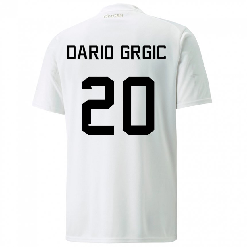 Hombre Camiseta Serbia Dario Grgic #20 Blanco 2ª Equipación 22-24 La Camisa