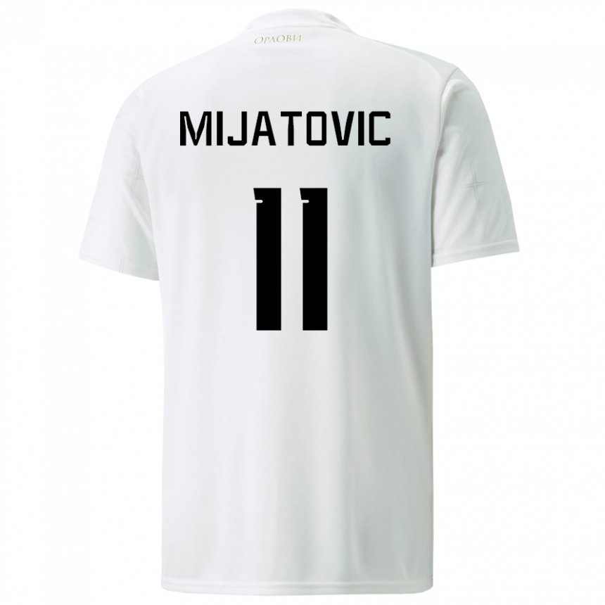 Hombre Camiseta Serbia Jovan Mijatovic #11 Blanco 2ª Equipación 22-24 La Camisa