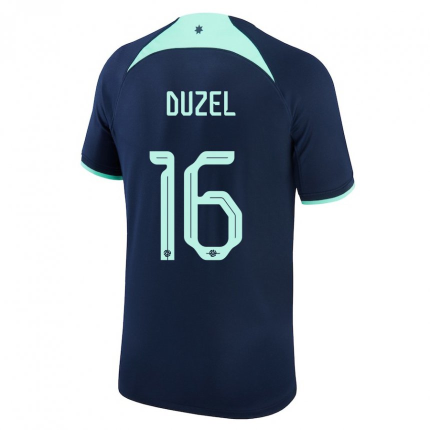 Hombre Camiseta Australia Luke Duzel #16 Azul Oscuro 2ª Equipación 22-24 La Camisa
