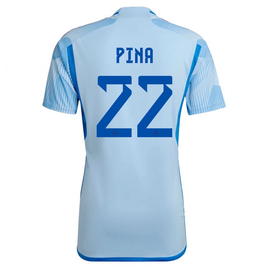 Hombre Camiseta España Claudia Pina #22 Cielo Azul 2ª Equipación 22-24 La Camisa