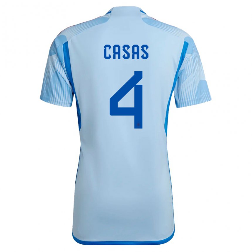 Hombre Camiseta España Arnau Casas #4 Cielo Azul 2ª Equipación 22-24 La Camisa