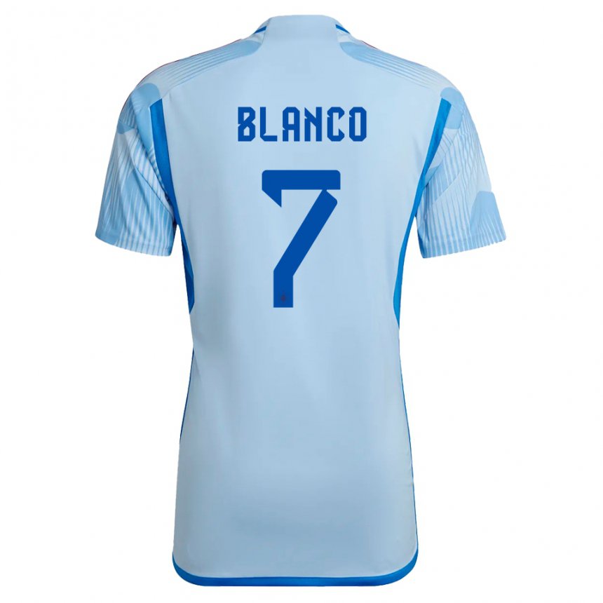 Hombre Camiseta España Fabio Blanco #7 Cielo Azul 2ª Equipación 22-24 La Camisa