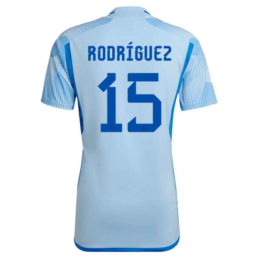 Hombre Camiseta España Dani Rodriguez #15 Cielo Azul 2ª Equipación 22-24 La Camisa
