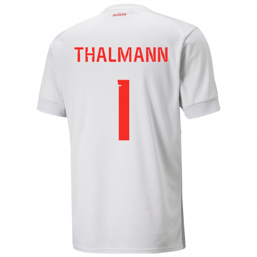 Hombre Camiseta Suiza Gaelle Thalmann #1 Blanco 2ª Equipación 22-24 La Camisa