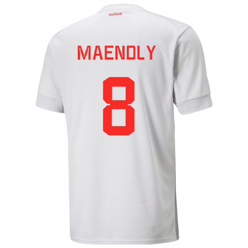 Hombre Camiseta Suiza Sandy Maendly #8 Blanco 2ª Equipación 22-24 La Camisa