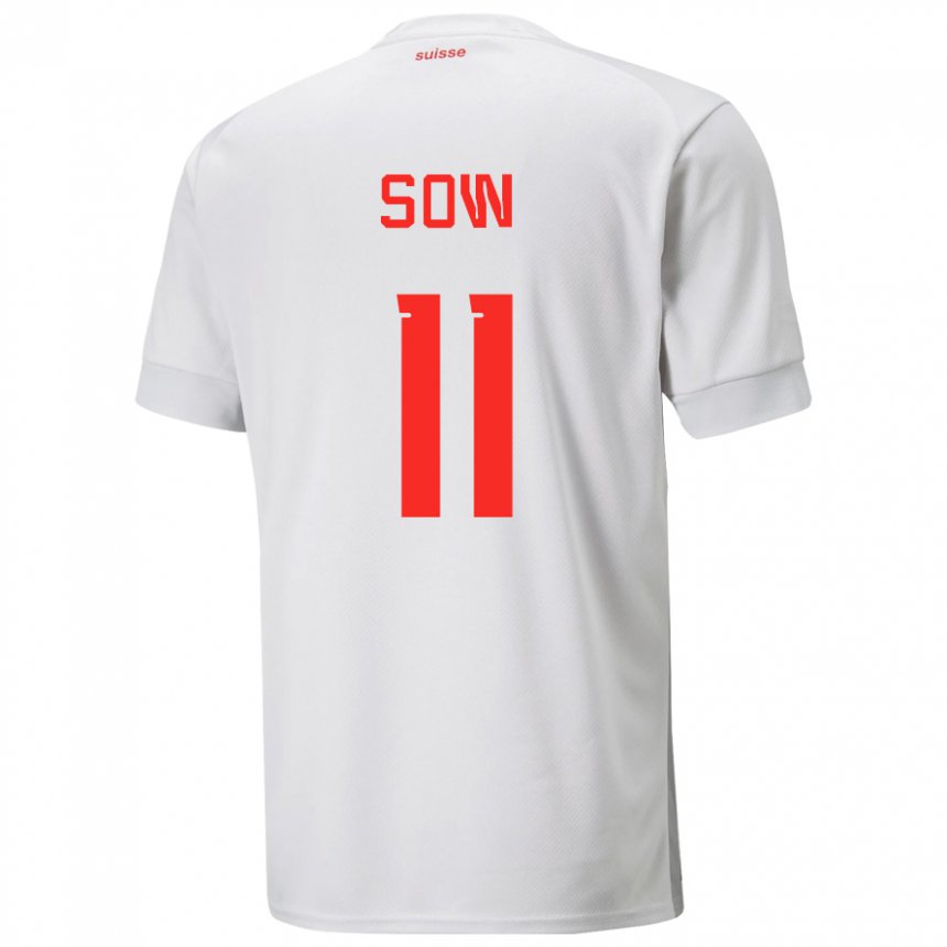 Hombre Camiseta Suiza Coumba Sow #11 Blanco 2ª Equipación 22-24 La Camisa