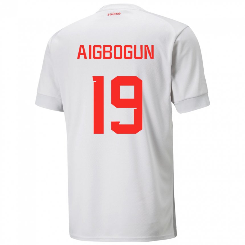 Hombre Camiseta Suiza Eseosa Aigbogun #19 Blanco 2ª Equipación 22-24 La Camisa