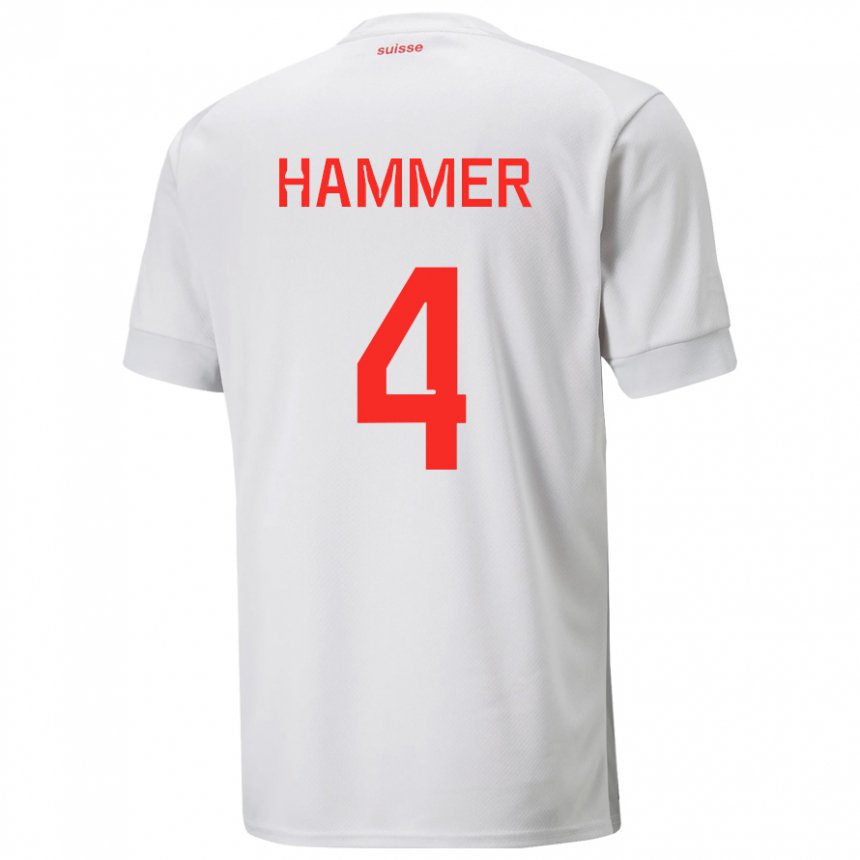 Hombre Camiseta Suiza Pascal Hammer #4 Blanco 2ª Equipación 22-24 La Camisa