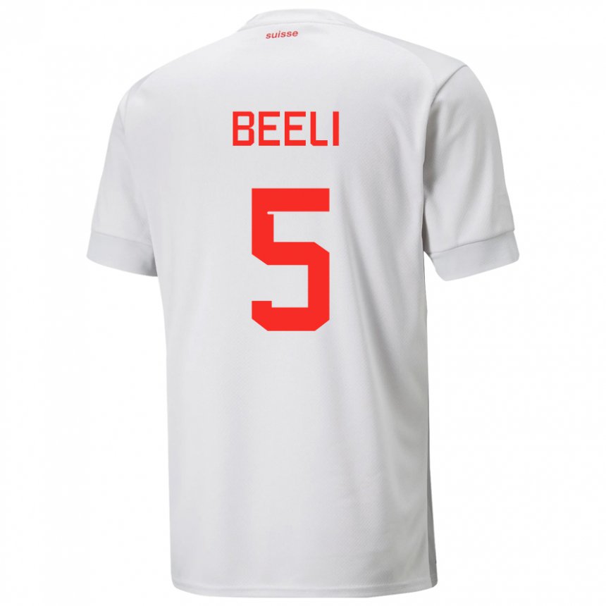 Hombre Camiseta Suiza Mischa Beeli #5 Blanco 2ª Equipación 22-24 La Camisa