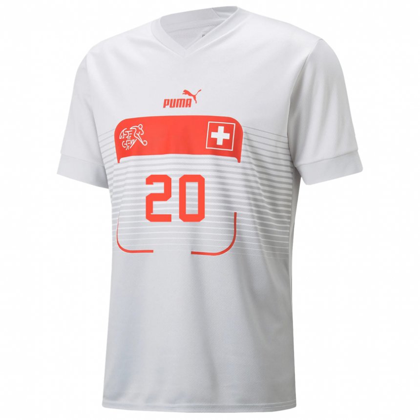 Hombre Camiseta Suiza Amin Hajoubi #20 Blanco 2ª Equipación 22-24 La Camisa