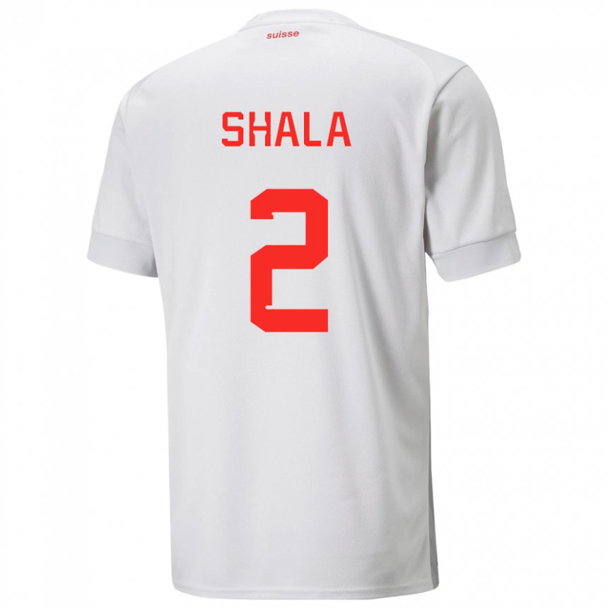 Hombre Camiseta Suiza Besnik Shala #2 Blanco 2ª Equipación 22-24 La Camisa