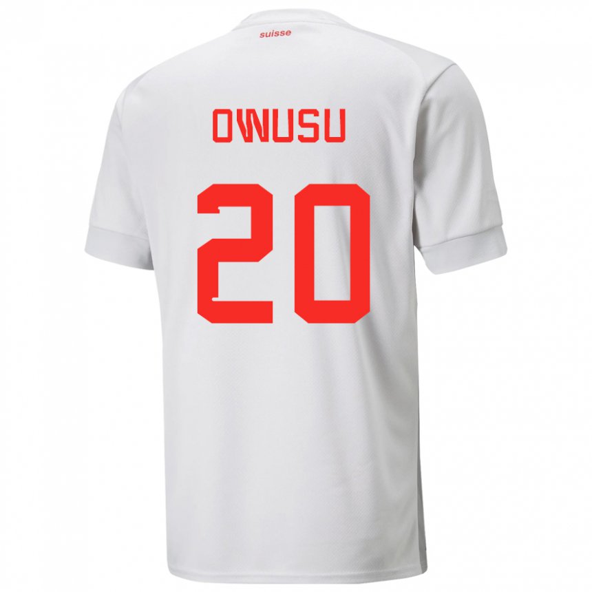 Hombre Camiseta Suiza Tyron Owusu #20 Blanco 2ª Equipación 22-24 La Camisa