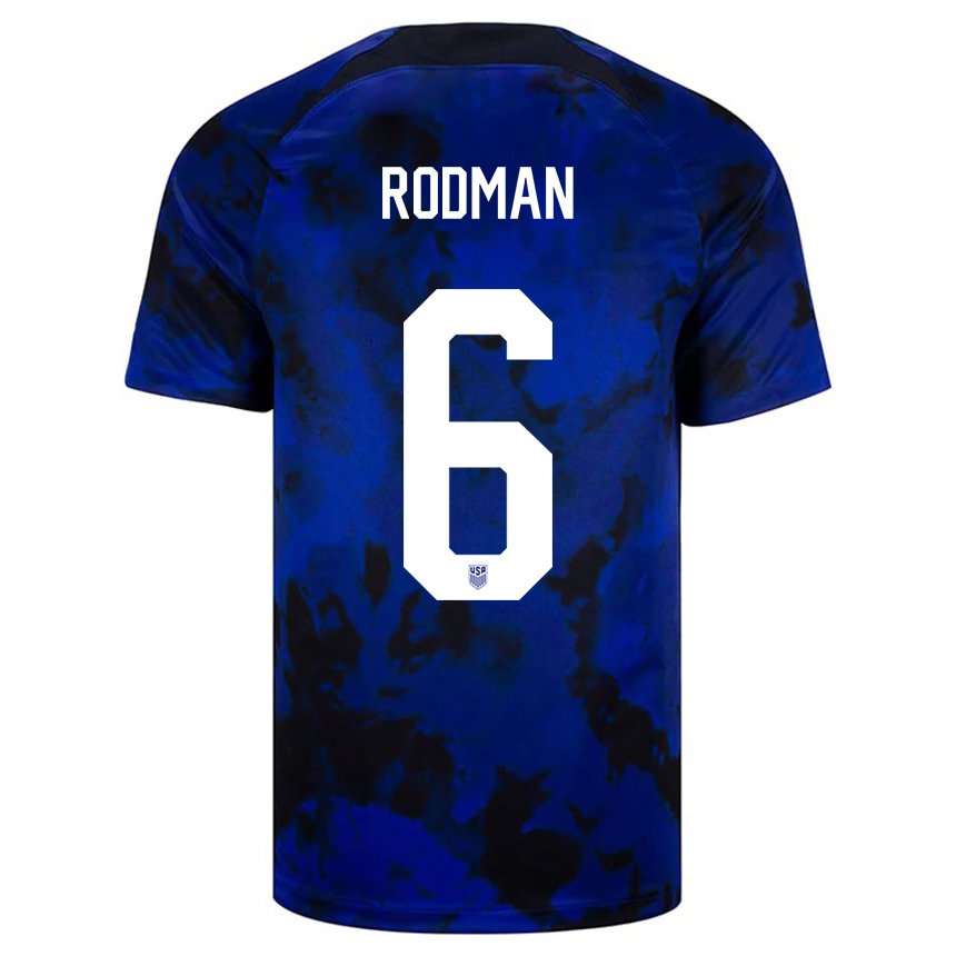 Hombre Camiseta Estados Unidos Trinity Rodman #6 Azul Real 2ª Equipación 22-24 La Camisa