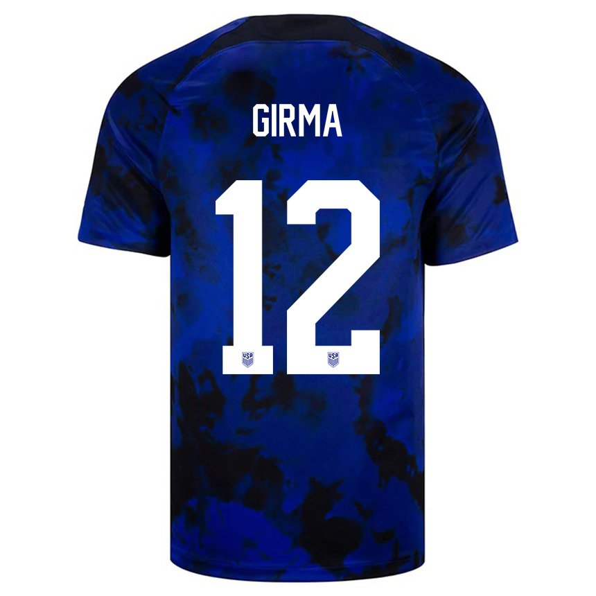 Hombre Camiseta Estados Unidos Naomi Girma #12 Azul Real 2ª Equipación 22-24 La Camisa
