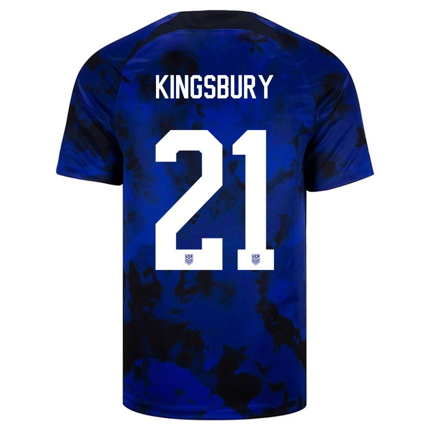 Hombre Camiseta Estados Unidos Aubrey Kingsbury #21 Azul Real 2ª Equipación 22-24 La Camisa
