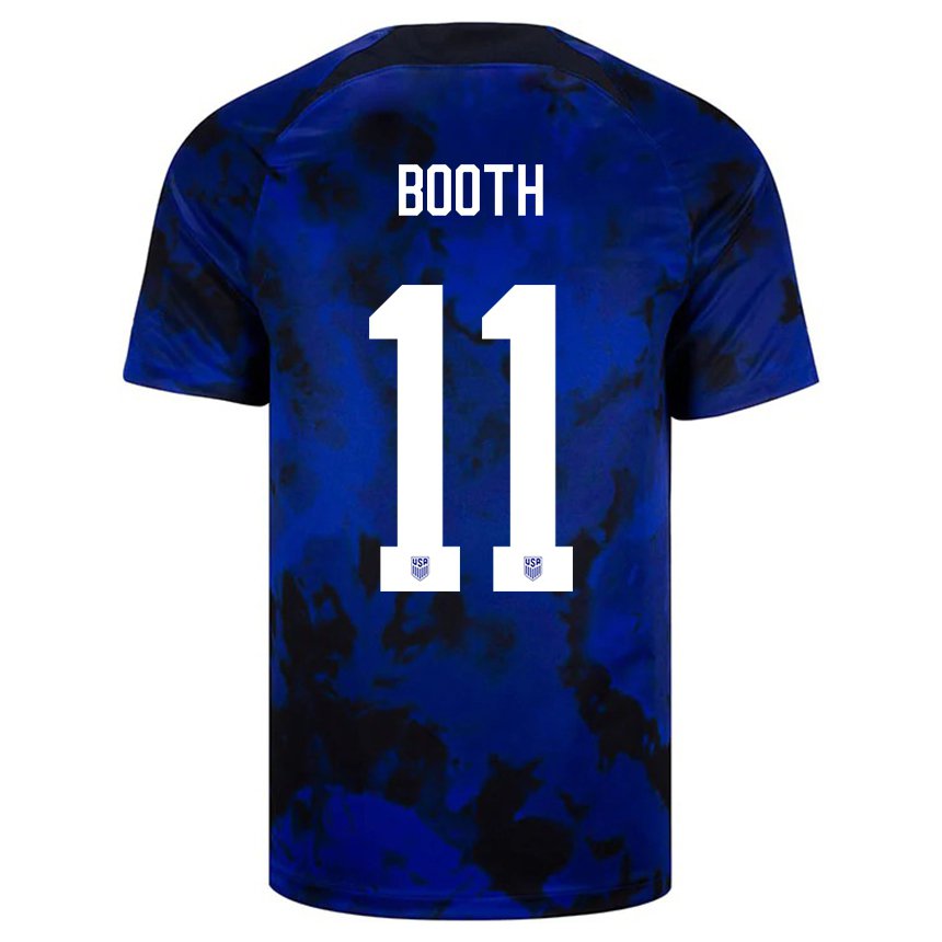 Hombre Camiseta Estados Unidos Zach Booth #11 Azul Real 2ª Equipación 22-24 La Camisa
