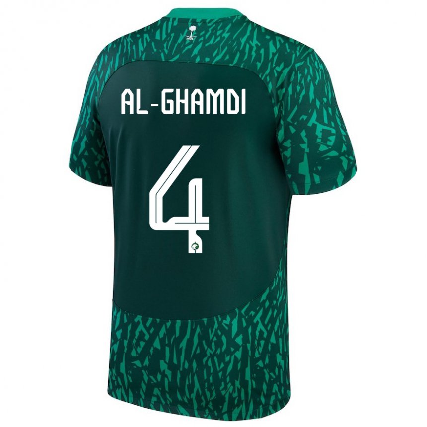 Hombre Camiseta Arabia Saudita Talah Al Ghamdi #4 Verde Oscuro 2ª Equipación 22-24 La Camisa