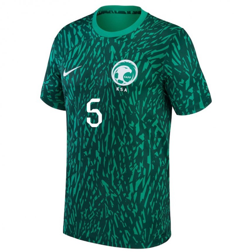 Hombre Camiseta Arabia Saudita Lana Abdel Razzaq #5 Verde Oscuro 2ª Equipación 22-24 La Camisa