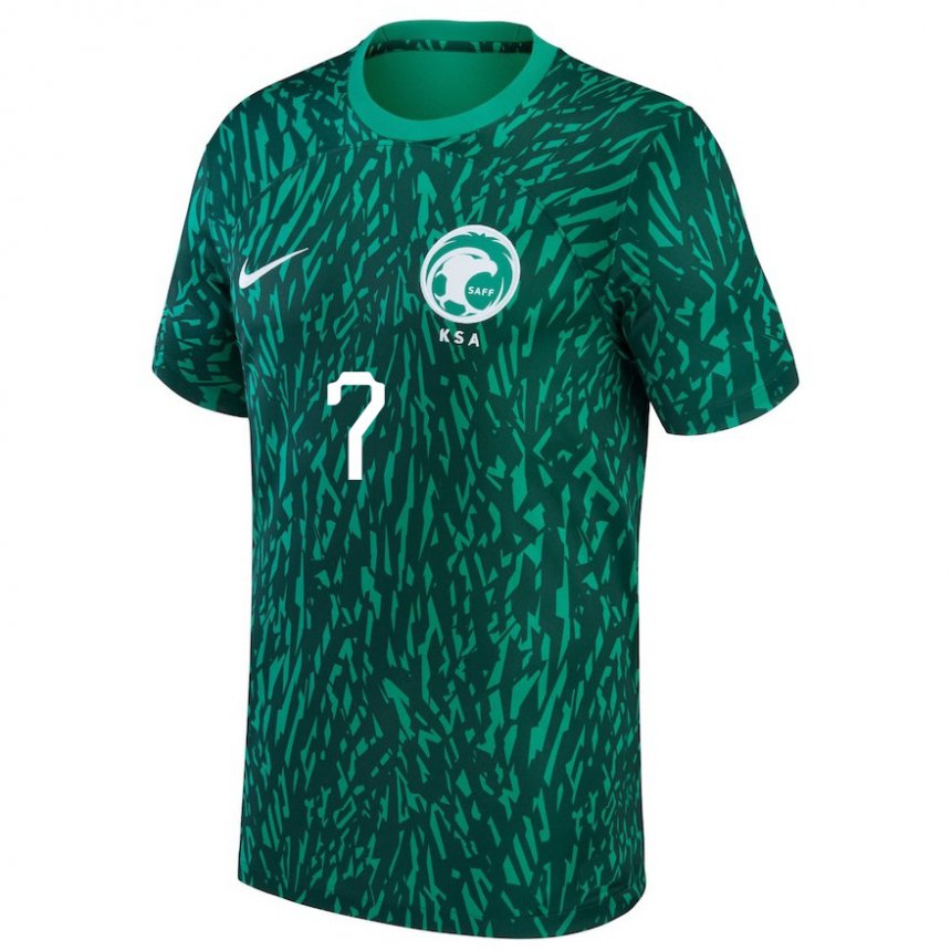 Hombre Camiseta Arabia Saudita Noura Al Ibrahim #7 Verde Oscuro 2ª Equipación 22-24 La Camisa