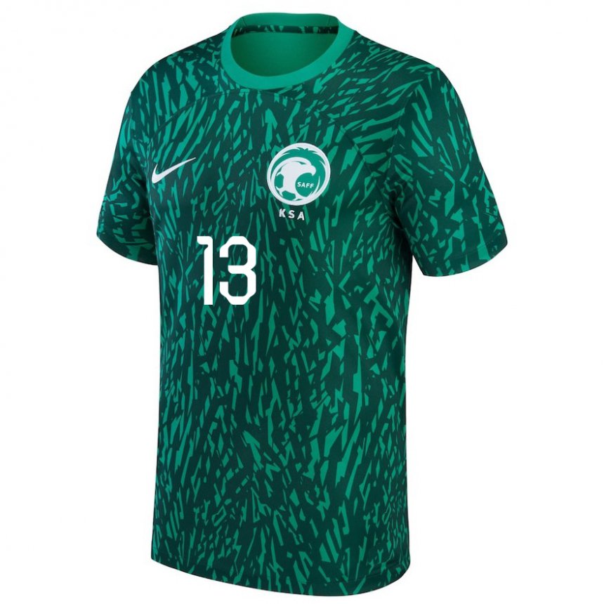 Hombre Camiseta Arabia Saudita Abdullah Alenazi #13 Verde Oscuro 2ª Equipación 22-24 La Camisa