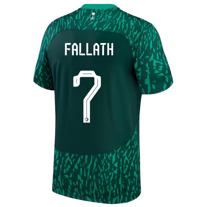 Hombre Camiseta Arabia Saudita Fahad Fallath #7 Verde Oscuro 2ª Equipación 22-24 La Camisa