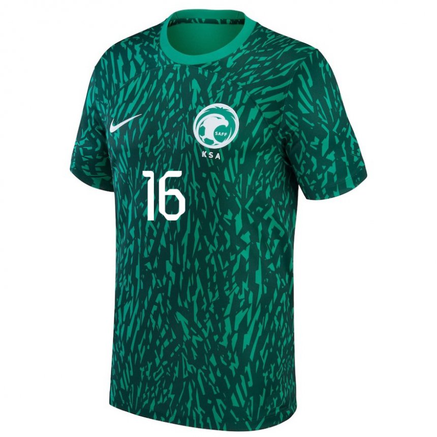 Hombre Camiseta Arabia Saudita Nawaf Aljadaani #16 Verde Oscuro 2ª Equipación 22-24 La Camisa