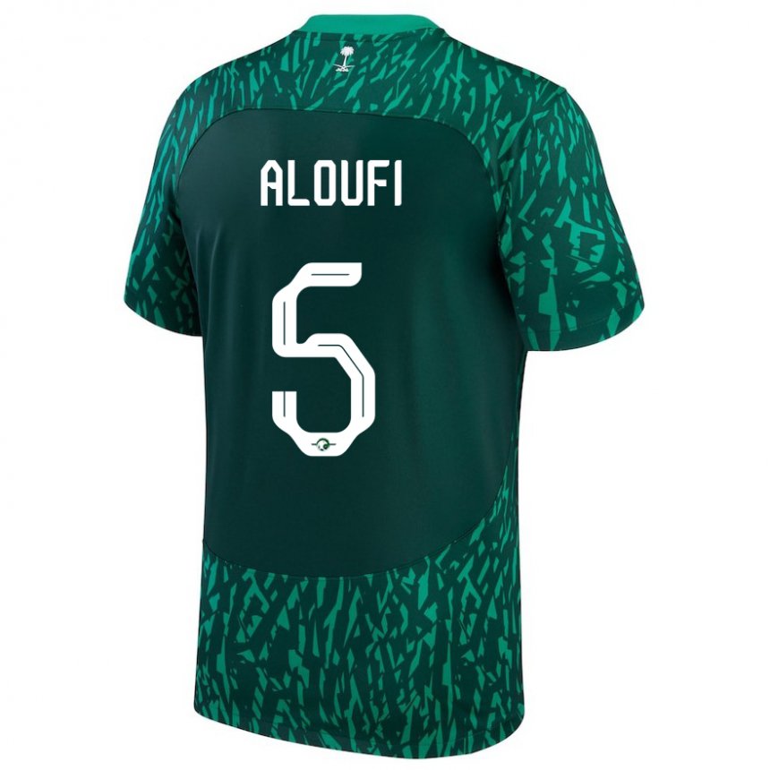 Hombre Camiseta Arabia Saudita Mohammed Aloufi #5 Verde Oscuro 2ª Equipación 22-24 La Camisa