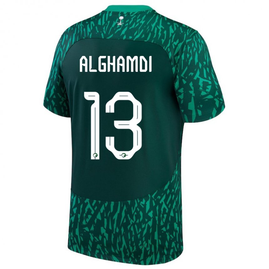 Hombre Camiseta Arabia Saudita Hazzaa Alghamdi #13 Verde Oscuro 2ª Equipación 22-24 La Camisa