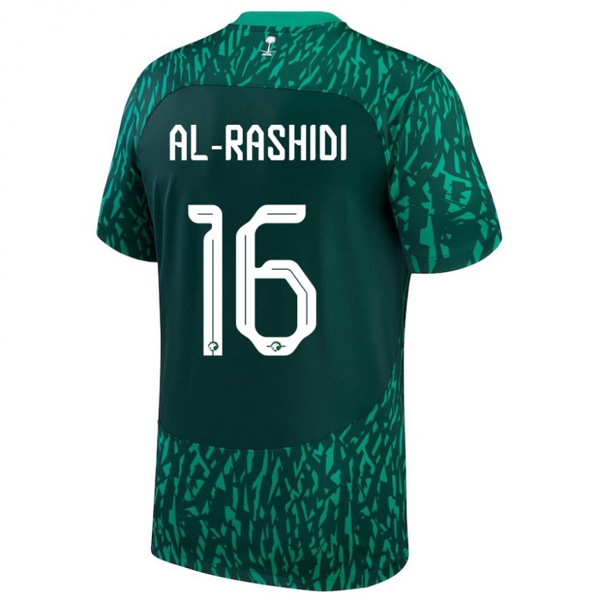 Hombre Camiseta Arabia Saudita Mohammed Al Rashidi #16 Verde Oscuro 2ª Equipación 22-24 La Camisa