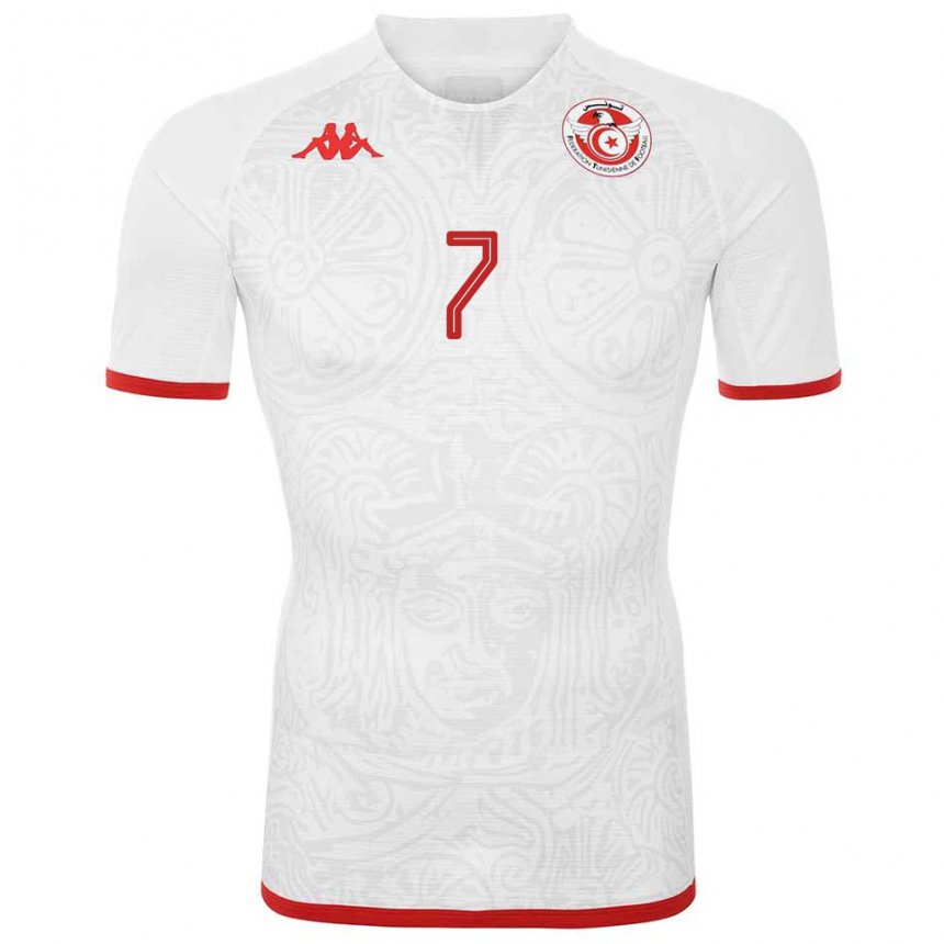 Hombre Camiseta Túnez Ella Kaabachi #7 Blanco 2ª Equipación 22-24 La Camisa