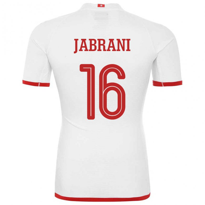 Hombre Camiseta Túnez Soulaima Jabrani #16 Blanco 2ª Equipación 22-24 La Camisa