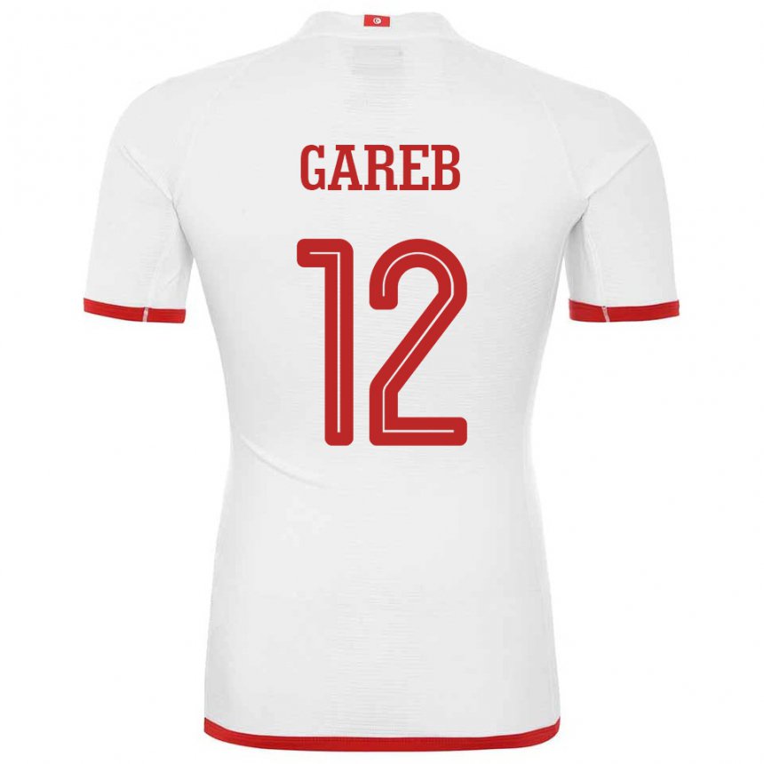 Hombre Camiseta Túnez Adem Gareb #12 Blanco 2ª Equipación 22-24 La Camisa