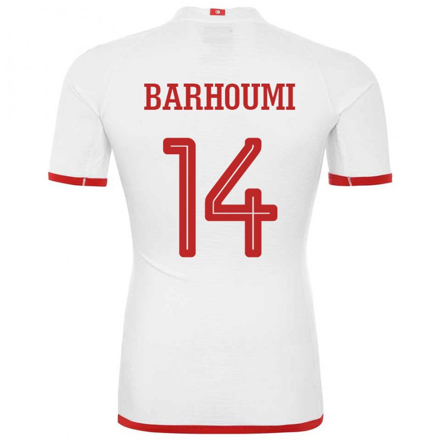 Hombre Camiseta Túnez Salah Barhoumi #14 Blanco 2ª Equipación 22-24 La Camisa