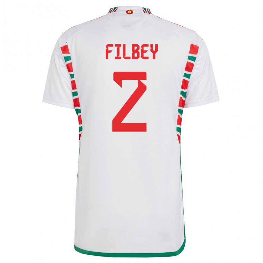 Hombre Camiseta Gales Anna Filbey #2 Blanco 2ª Equipación 22-24 La Camisa