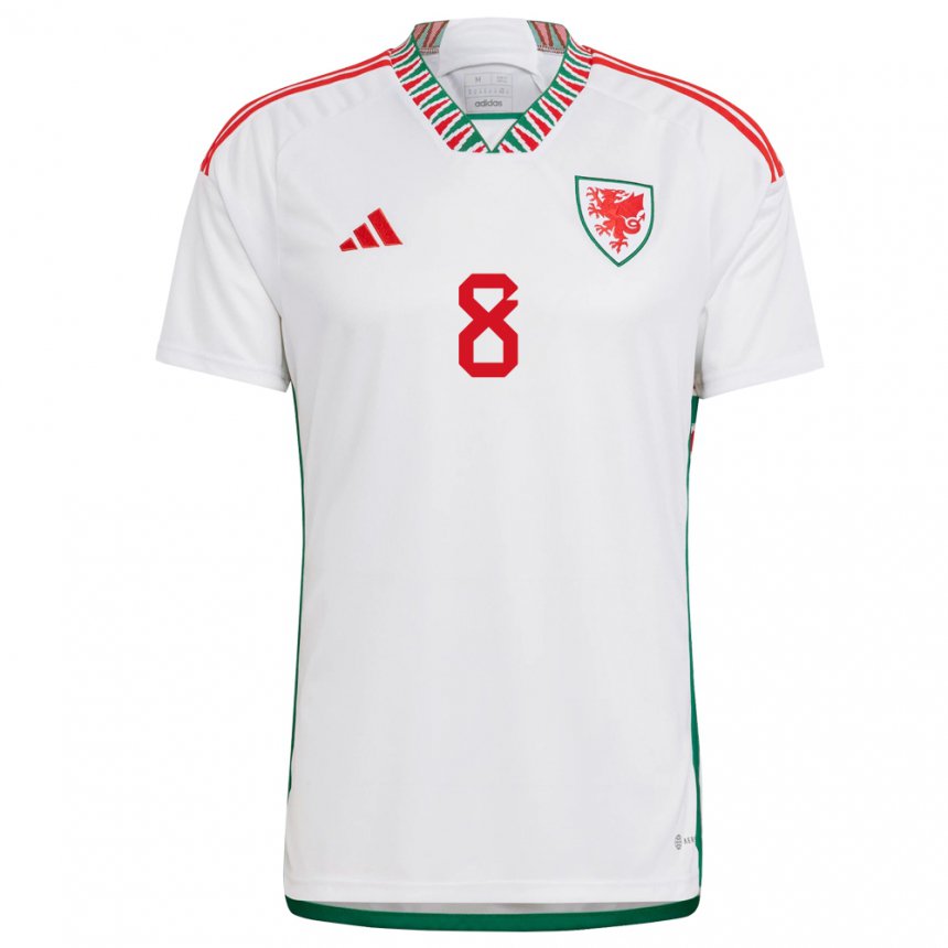 Hombre Camiseta Gales Angharad James #8 Blanco 2ª Equipación 22-24 La Camisa