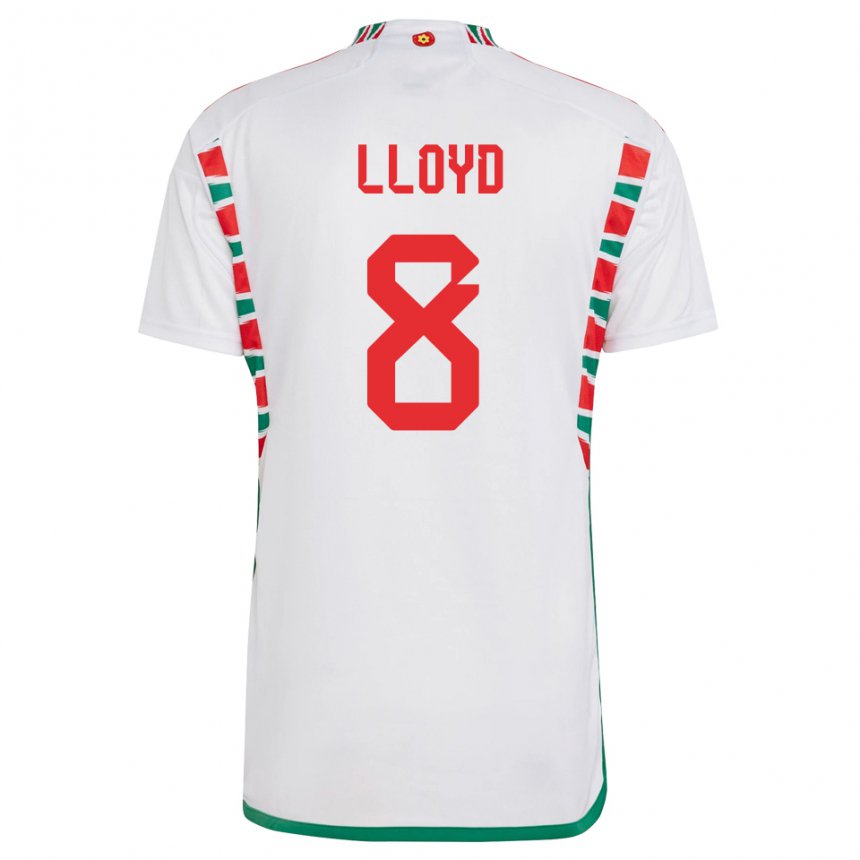 Hombre Camiseta Gales Ben Lloyd #8 Blanco 2ª Equipación 22-24 La Camisa