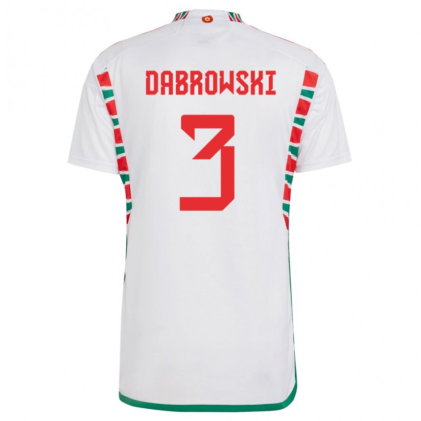 Hombre Camiseta Gales Sebastian Dabrowski #3 Blanco 2ª Equipación 22-24 La Camisa