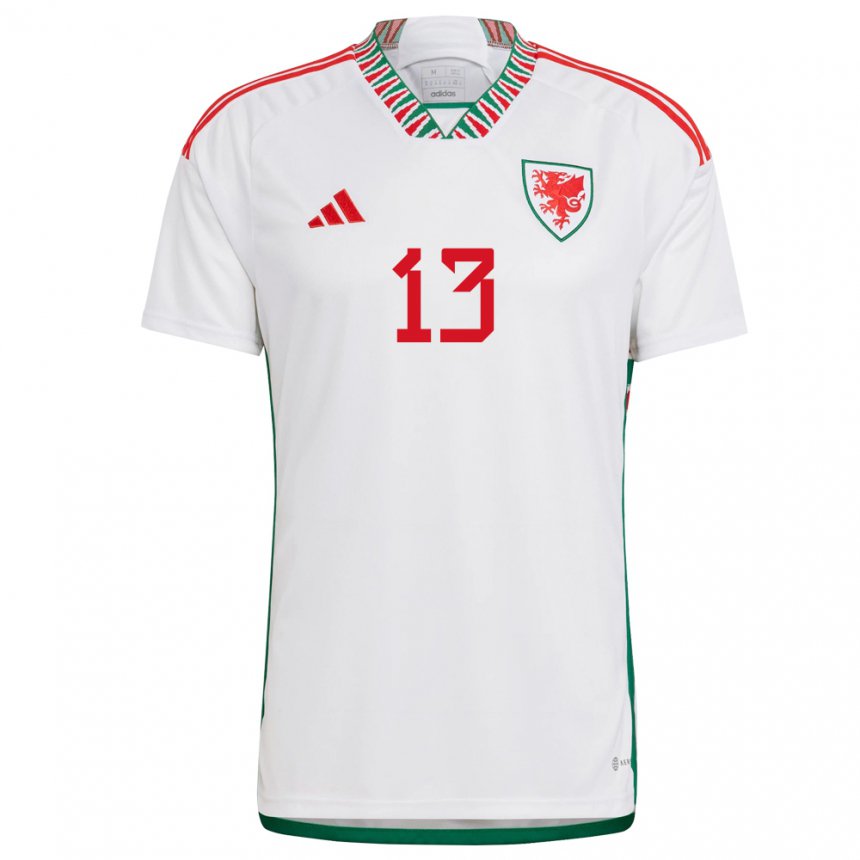 Hombre Camiseta Gales Fin Ashworth #13 Blanco 2ª Equipación 22-24 La Camisa